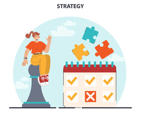 Naklejka premium Strategy development. Benchmarking and business planning. Workflow