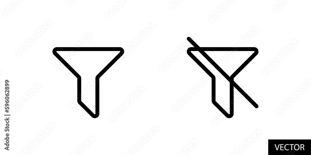 Poster filter and no filter, turn on and off filters vector icons in line style design for website, app, ui