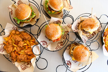 Big tasty burger with beef cutlet on a plate