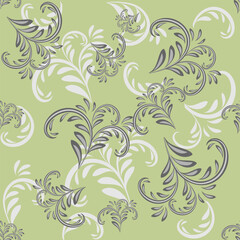 Abstract chaotic green twig seamless on olive