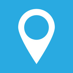 Geolocation icon on a blue background. Linear pin code icons of the geolocation map. Vector EPS 10.