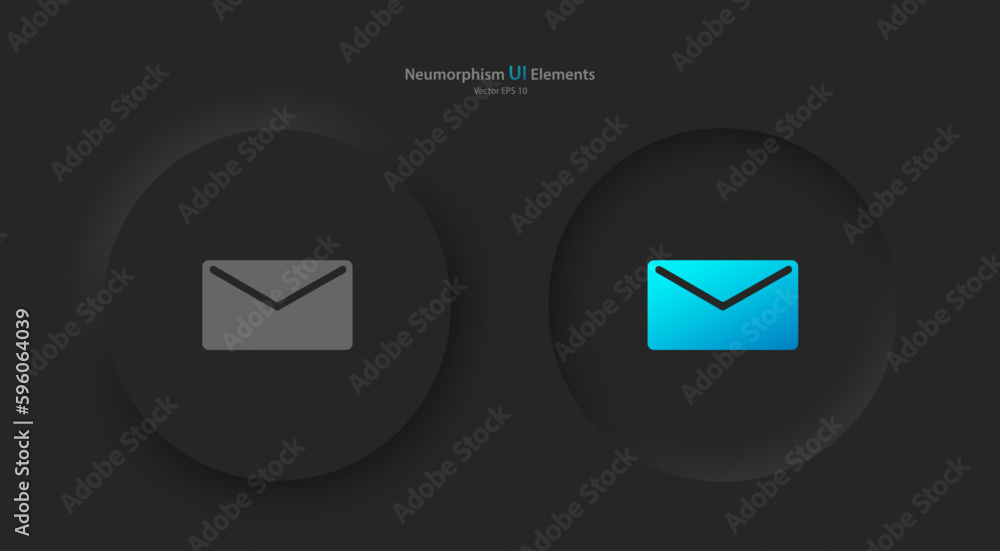 Poster a set of round buttons with gray and blue message symbols. user interface elements for mobile device