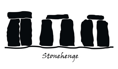 Stonehenge icon isolated background. Vector illustration for prehistoric religious landmark architecture. Ancient monument rock. Heritage England UK tourism. 
