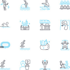 Relaxation methods linear icons set. editation, Yoga, Breathing, Massage, Mindfulness, Acupuncture, Aromatherapy line vector and concept signs. Reflexology, Reiki, Tai Chi outline illustrations