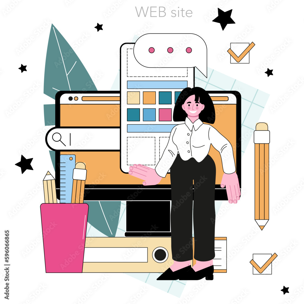 Poster ux and ui designer online service or platform. app or website