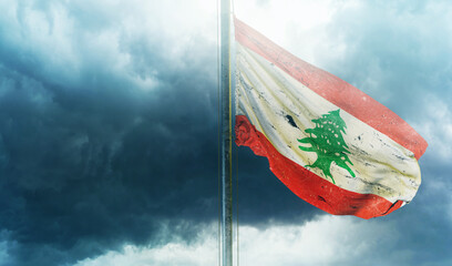 Lebanon, Lebanese Republic - Waving Flag