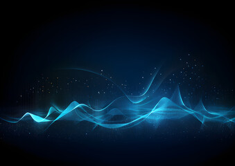 Abstract blue music vibrations black background