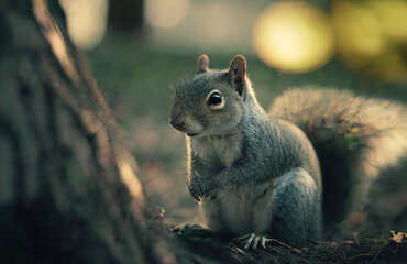 Obraz premium Beautiful squirrel in nature. Created using Generative AI technology.