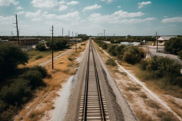 Fototapeta na wymiar Railway line in Round Rock, Texas. Generative AI