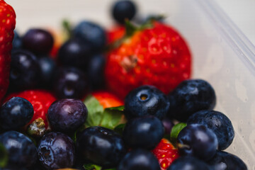 Sweet and Juicy Blueberries and Strawberries Close-Up