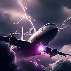 Fototapeta premium Airplane in the thunderstorm