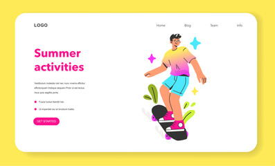 Healthy and active lifestyle web banner or landing page.