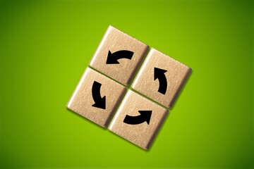 Set of wooden cubes blocks on background