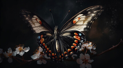 Butterfly on a flower. Butterfly on a flower. Butterfly on a flower.generative ai