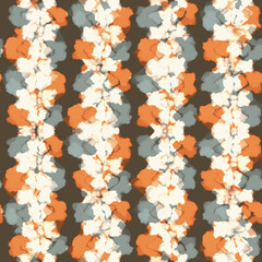 Beige, Brown, Gray and Ochre Watercolor Blossom Stripes Pattern