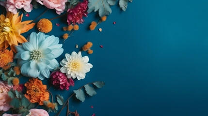 blue background with flowers