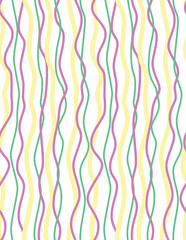 Wavy Vertical Lines Print in pink, yellow, and green, seamless repeating pattern tile