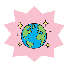 地球_アメリカ・ヨーロッパ・アフリカ_キラキラ_バクダンピンク