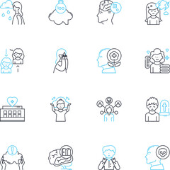 Intellectual wellness linear icons set
