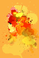 Expressionism Portrait of a Young Woman - Vibrant Colors and Surreal Style Vector Art