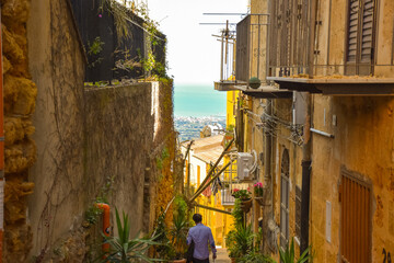 Old City and Sea, Agrigento, Sicily - obrazy, fototapety, plakaty