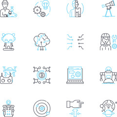 Natural Disaster linear icons set. Tornado, Hurricane, Flood, Tsunami, Earthquake, Avalanche, Landslide line vector and concept signs. Hailstorm,Cycl,Drought outline illustrations