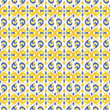 Mediterranean pattern blue and yellow theme
