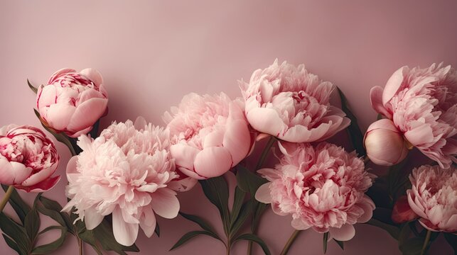 Unique pink peony. Still life from peonies. Romantic abstract background, exclusive wallpaper floral pattern. Generative AI.