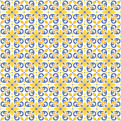 Mediterranean pattern blue and yellow theme