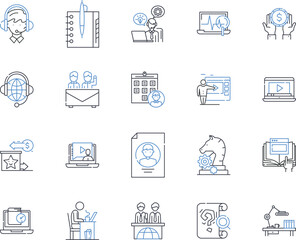 Congress line icons collection. Legislate, Governance, Representatives, Capitol, Committee, Sessions, Bills vector and linear illustration. Lawmakers,House,Senate outline signs set