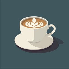 Closeup latte art view with flat white.