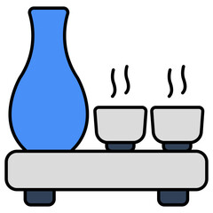 A flat design icon of teacups 