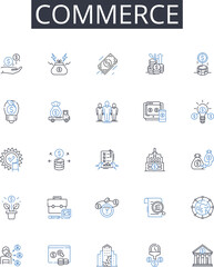 Commerce line icons collection. Business, Trade, Exchange, Industry, Market, Sales, Procurement vector and linear illustration. Merchandise,Transaction,Economics outline signs set