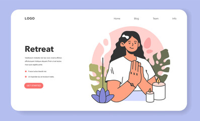 Retreat web banner or landing page. Modern practice for body