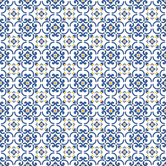 Mediterranean pattern blue and yellow theme