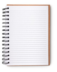 open notepad lined paper spiral bound with shadow isolated on transparent background - obrazy, fototapety, plakaty