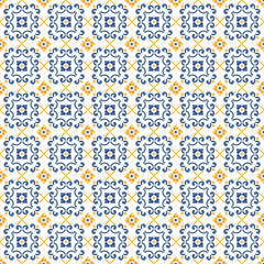 Mediterranean pattern blue and yellow theme