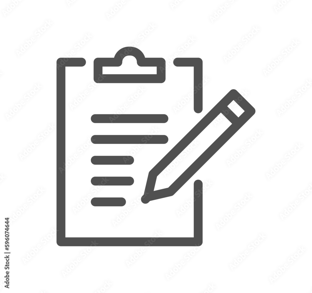 Poster clipboard related icon outline and linear vector.