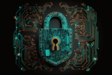 Cyber security lock  - illustration, digital