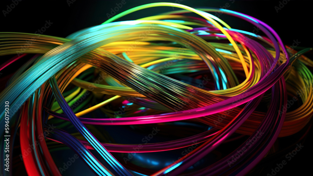 Poster abstract 3d colorful wires generative ai