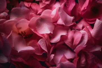 Several layers of pink petals drifting on one another. Generative AI