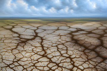 Drought Dry cracked land In the Daytime Generative Ai