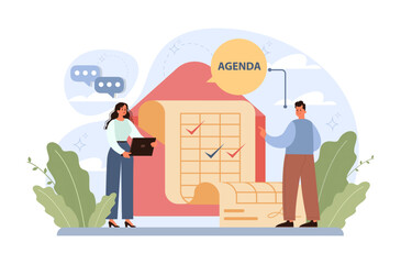 Schedule management. Character planning or checking task, appointment