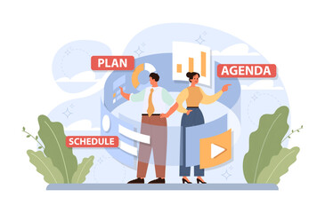 Schedule management. Character planning or checking task, appointment