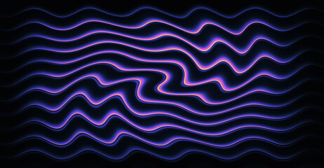 Neon Linien gebogen, wellig und dynamisch. Hintergrund Welle Abstraktion in Farbe blau, pink, gelb