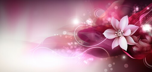 abstract background banner, pink gradient color with bokeh glitter glow light, flora flower light trail, Generative Ai