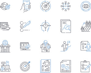 Product resources line icons collection. Catalogs, Brochures, Manuals, Guides, Handouts, Spec sheets, Data sheets vector and linear illustration. Whitepapers,Software,Downloads outline signs set