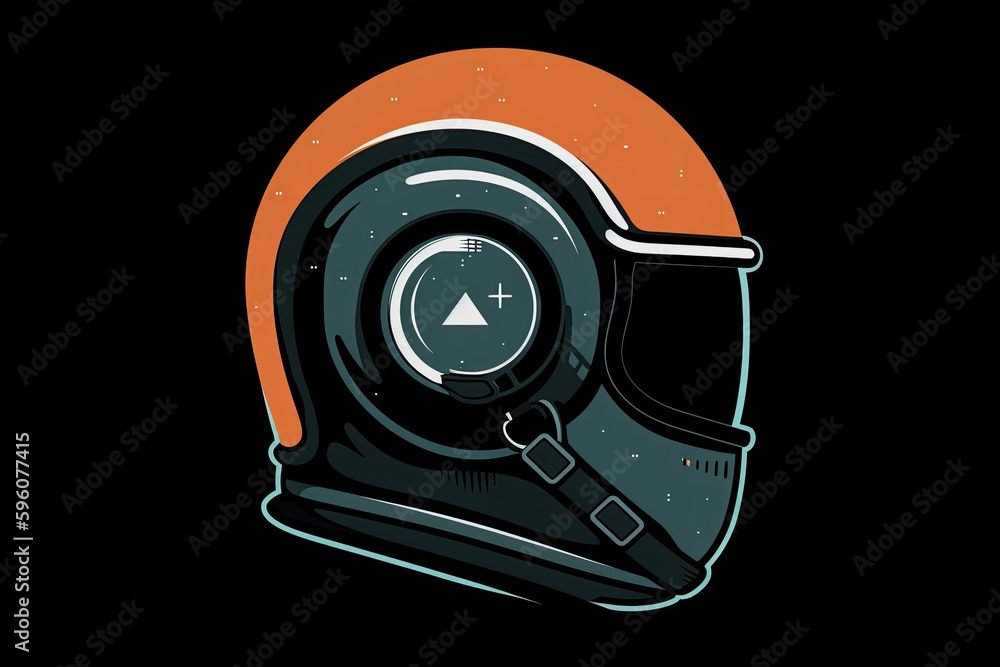 Poster futuristic helmet with an integrated clock display. generative ai