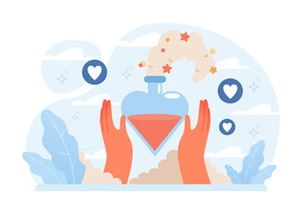 Occultism concept. Character performing witchcraft rituals, sorcery