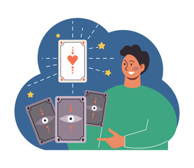 Occultism concept. Character performing witchcraft rituals, sorcery